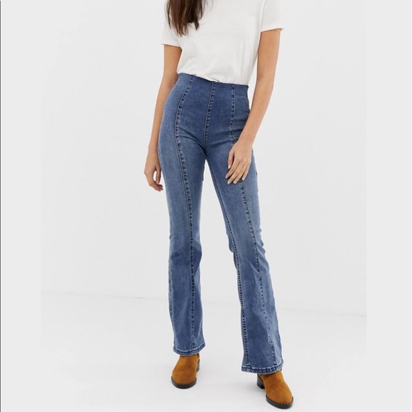 slim pull on flare jeans